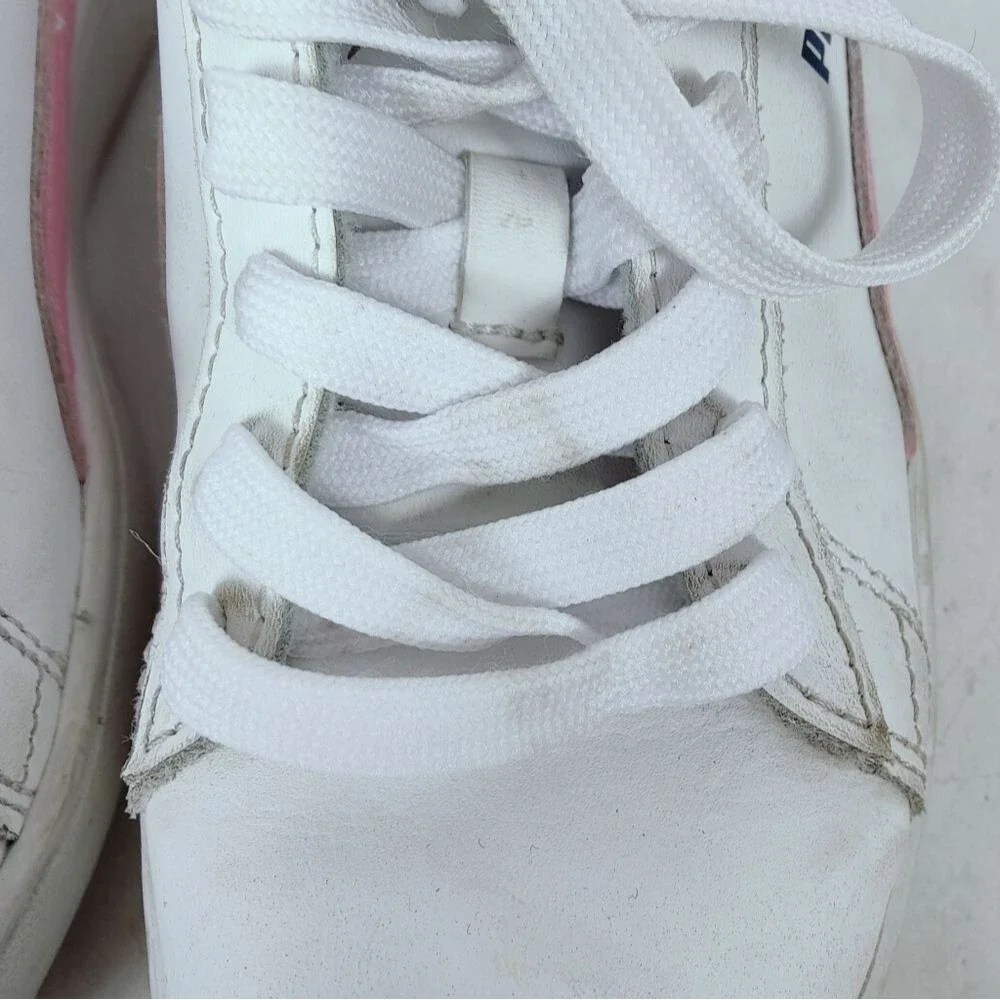 Puma Girls' Kids' Smash V2 L White Pink Low Sneakers Tennis Shoes, Sz 3C
